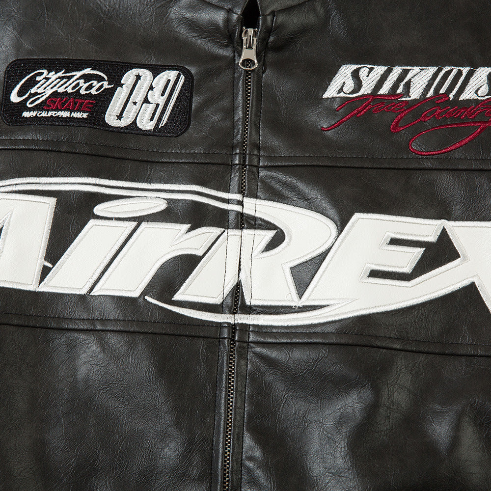 Men's Embroidered Leather Jacket